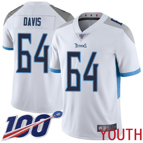 Tennessee Titans Limited White Youth Nate Davis Road Jersey NFL Football #64 100th Season Vapor Untouchable->women nfl jersey->Women Jersey